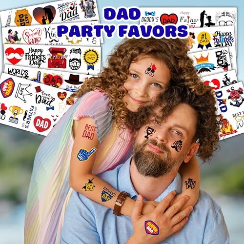 Generic Happy Father's Day Temporary Tattoos Fathers Day Best Dad Ever Party Decorations Party Supplies Favors Decor Papa Tool Gifts for Kids Adults Prizes Rewards (109 PCS), Blue