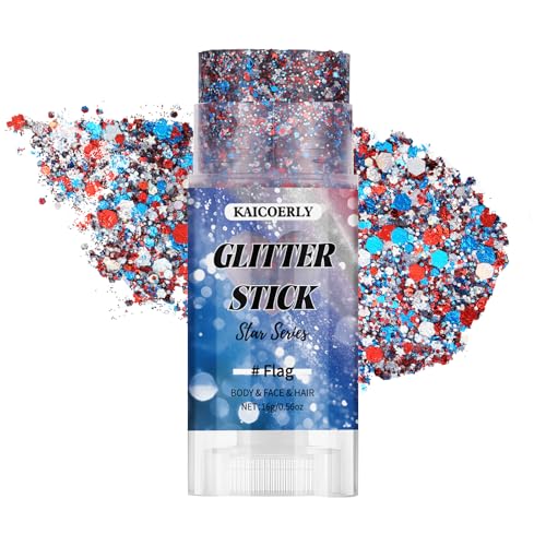 Red White Blue Glitter Stick - Chunky Face & Body Sparkle