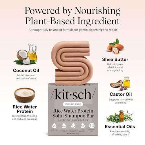 Kitsch Rice Water Strengthening Shampoo Bar for Hair Growth (3.5 oz)