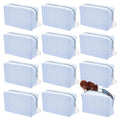 Light Blue 12Pcs Seersucker Makeup Bag Bulk Travel Cosmetic Organizer for Women