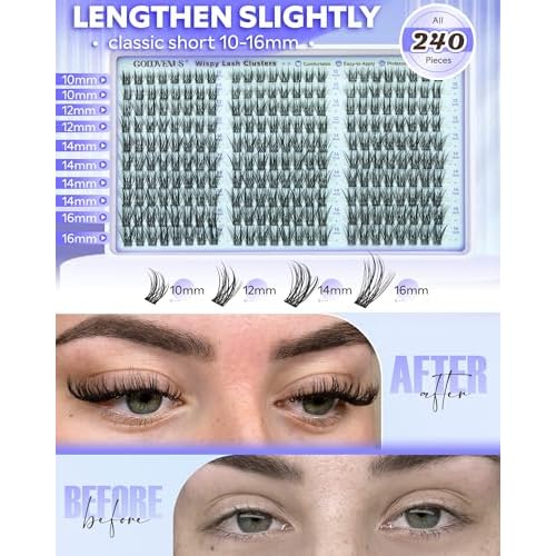 Wispy Lash Clusters Kit Eyelash Clusters Natural Cluster Eyelash Extensions Kit 10-16mm CC Curve Lash Extension Kit For DIY