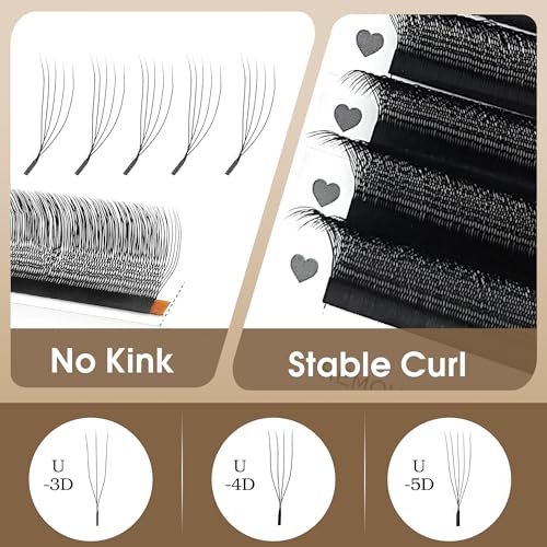 CoMango U-Shape Eyelash Extensions 4D Premade Fans 0.07mm