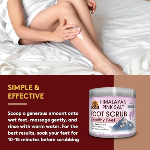 OKAY Himalayan Pink Salt Foot Scrub - Natural Body Exfoliator - 6 oz