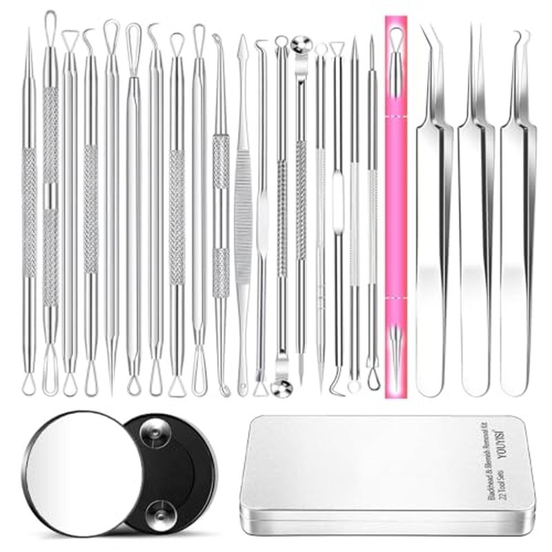 22-Piece Professional Blackhead Remover Kit - YOUYISI Pimple Popper Tools