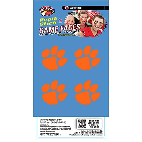 Clemson Tigers 4-Pack Waterless Temporary Tattoos