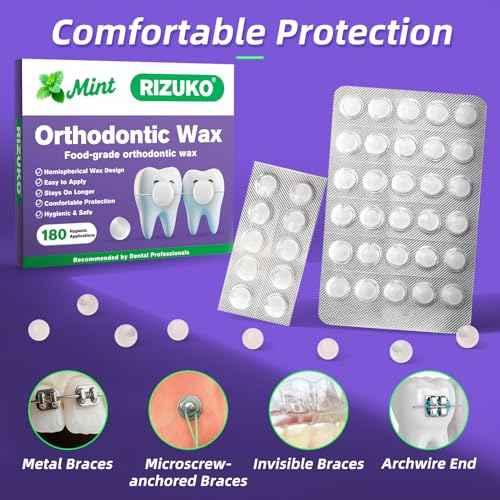 Orthodontic Wax for Braces - 180 Dental Wax Dots | Hygienic Individual Wraps, Mint Flavor