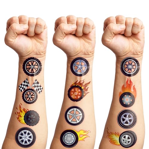100 PCS Racing Checkered Flag Temporary Tattoos - Party Favors
