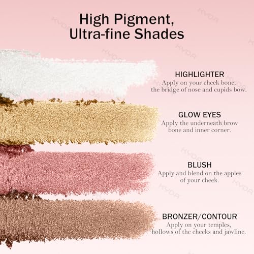 KYDA 4-in-1 Face & Eye Makeup Palette with Highlighter, Blush & Shimmer