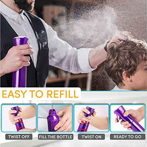 Hula Home Continuous Spray Bottle for Hair (10.1oz/300ml) Empty Ultra Fine Plastic Water Mist Sprayer ? For Hairstyling, Cleaning, Salons, Plants, Essential Oil Scents & More - Purple