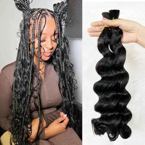 Loose Wave Human Braiding Hair Loose Wave Human Hair Bulk No Weft 100% Unprocessed Brazilian Human Hair Braiding Hair 18 Inch 100g (Pack of 1)