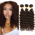Brown Deep Wave Hair Bundles 16 18 20 Inch Virgin Hair