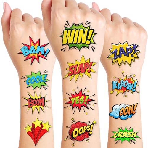 96PCS Hero Temporary Tattoos Stickers for Kids