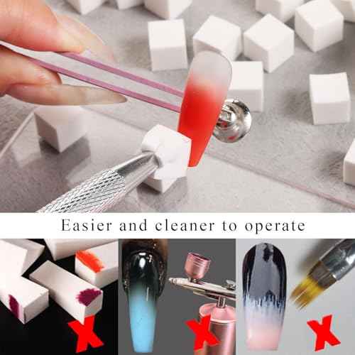 150Pcs Soft Nail Sponges for Ombre Mini Nail Art Sponges With Grabbing Pen Aura Nail Gradient Brush for Gel Nail Polish Sponge With 50pcs Disposable Gel Polish Palette Paper