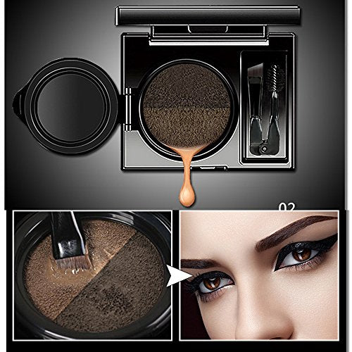 Waterproof Air Cushion Eyebrow Cream Powder with Dual Brushes