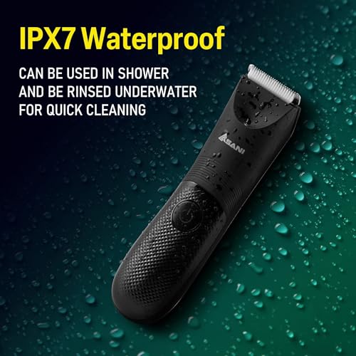 Manscape Body & Groin Hair Trimmer for Men - USB-C Rechargeable Groomer Razor with Ceramic Blade, LED Light, IPX7 Waterproof, Wet/Dry Electric Shaver, For Chest, Back, Hair Care, Balls, Asani Upkeeper