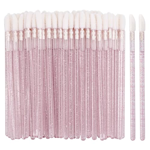 Disposable Lip Brush Set - 100 Pink Lipstick Applicators & Gloss Wands