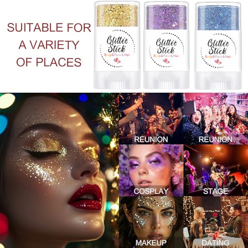 Body Glitter Stick - Holographic Sequins for Face & Hair