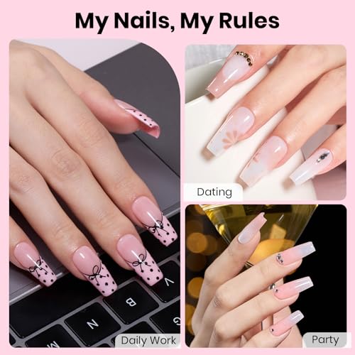 Beetles Coffin Medium Nail Tips D-288pcs for Gel Nail Kit with Mini Nail Lamp