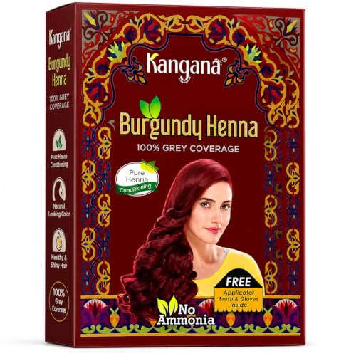 Kangana Burgundy Henna Hair Dye Powder | 100% Grey Coverage
