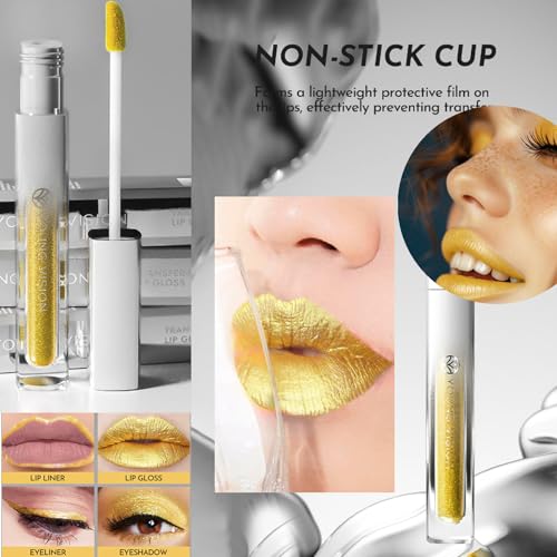 Sparkling Lip Gloss,4 Colors Lips Plumping,Super Lustrous Glimmer Gloss,Non-Sticky High-Shine Finish,Long Lasting & Waterproof Lipstick Makeup for Lip,Eyeliner& Eyeshadow (05060708, 4PCS)