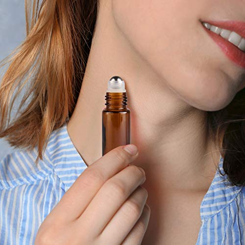 10ml Amber Glass Roller Bottles for Essential Oils - 48 Pack DIY Set