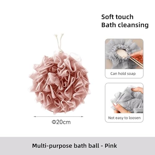 Washcloth Loofah Combo 2-in-1 Loufee Wash Cloth That Holds Bar Soap-Exfoliation Mesh Shower Ball for Body Wash&Smooth Skin+Free Loofah Dish Towel (Upgrade Round 2Pcs(Bigger and Softer))