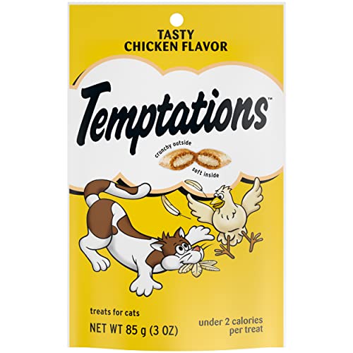 Temptations Classic Crunchy and Soft Cat Treats Tasty Chicken Flavor, 3 oz. Pouch (Pack of 12)