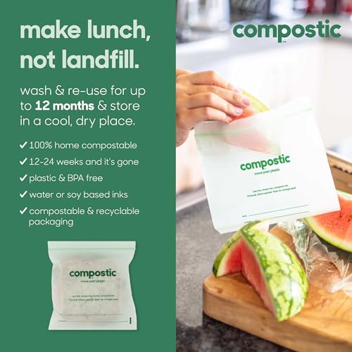 Compostic Compostable Food Storage Bags Variety Pack - 145 Count