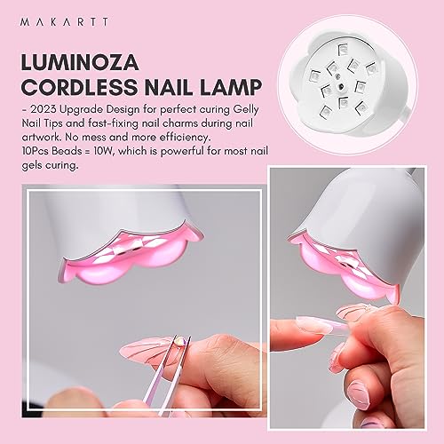 Makartt 3D Nail Foil Glue, 8ml Foil Transfer Gel Foil Adhesive Glue for Nail Foil Sheets Bundle With Luminoza 10W Rechargeable LED UV Nail Light