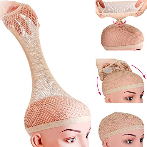 Dreamlover Hair Net for Long Hair, Mesh Wig Caps for Women, Natural Nude, 2 Pieces