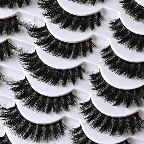 Mink Lashes Fluffy Wispy 14 Pairs Natural Cat Eye Strips