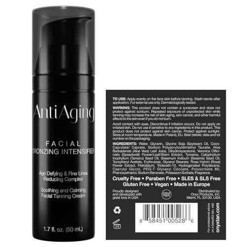 Onyx Anti-Aging Face Tanning Lotion for Tanning Beds - Hydrating Indoor Tanning Bed Lotion with TanTouch, Intense Tanning Moisturizer, Accelerates Tanning, Anti-Aging Skin Protection, 1.7 fl oz