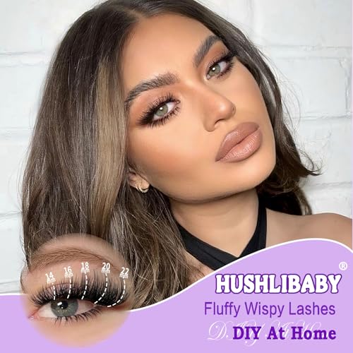 Lash Cluster with Bottom Lashes 14-22mm Long 30D+40D Thick Cluster Eyelash Extensions Flat D C Volume 276Pcs Individual Lashes Soft Wispy False Eyelashes DIY Lash Extension, by Hushlibaby