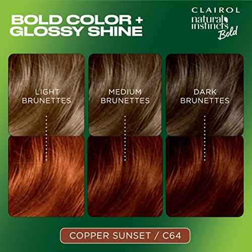 Clairol Natural Instincts Bold Permanent Hair Dye, C64 Copper Sunset Hair Color, Pack of 1