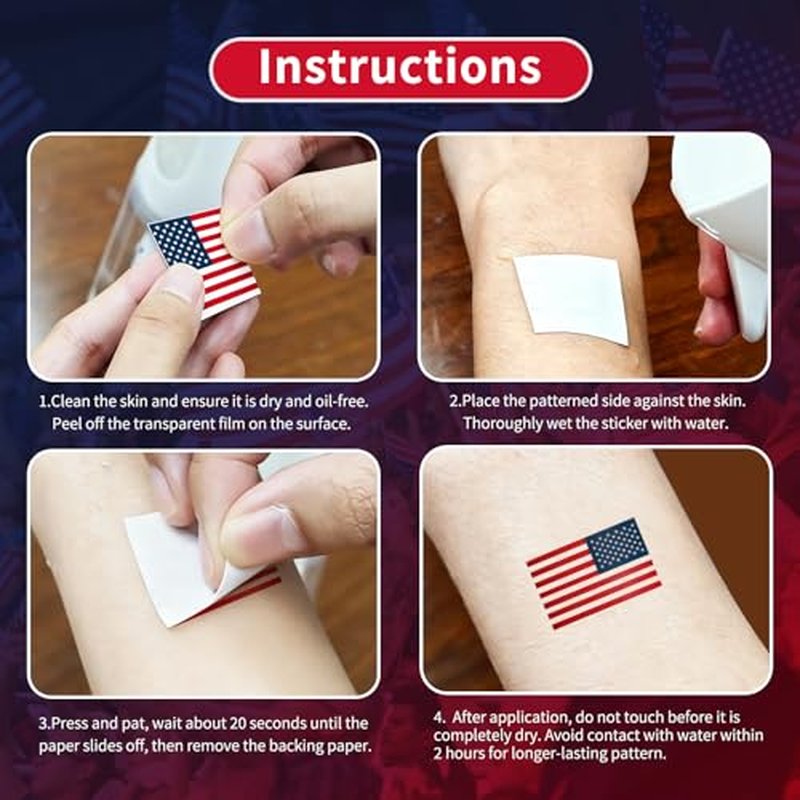 10 Sheets American Flag Temporary Tattoos for Soccer Fans