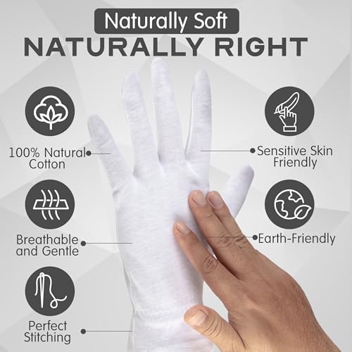 Overnight Moisturizing Cotton Gloves - 8 Pairs for Dry Hands