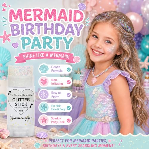 Rainbow White Glitter Stick - Waterproof Face & Body Makeup