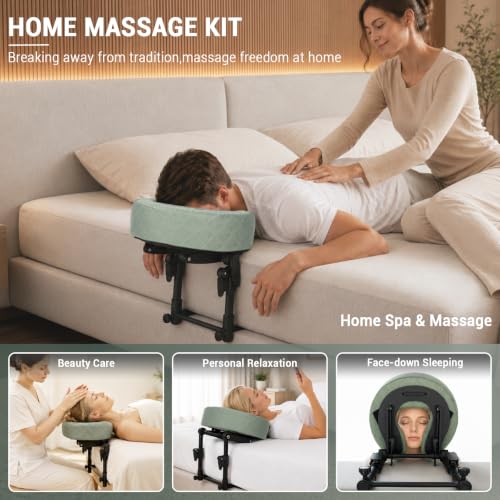 Massage Headrest for Bed - Adjustable Face Cradle (6-17" Mattress)