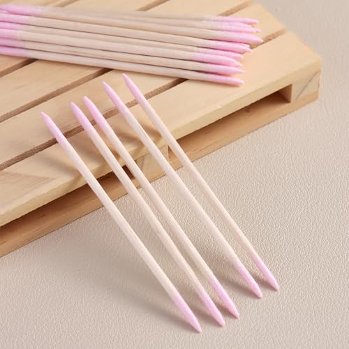Pink Double-Head Pointed Cotton Swabs - Precision Nail & Makeup Cleaning, 200pcs