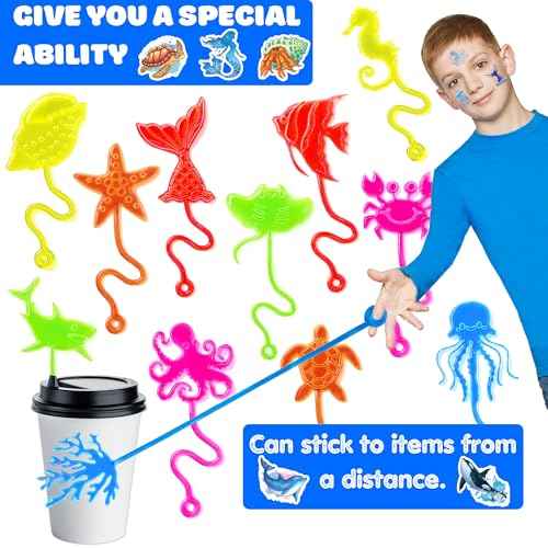 48PCS Ocean Party Favors - 24PCS Temporary Tattoos & 24PCS Stick Hands Party - Perfect Birthday Party Supplies, Goodie Bag Stuffers, Treasure Box Toys, Classroom Prizes, and Student Gifts