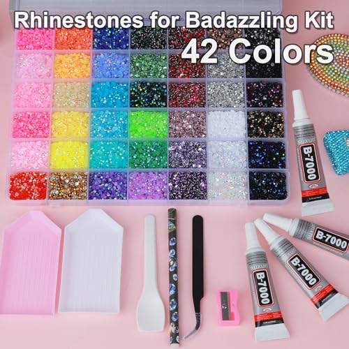 50000 PCS Bedazzling Rhinestones Kit - 42 Colors 3mm Flatback Gems