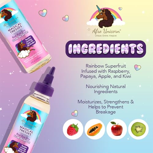 Magical Tresses by Afro Unicorn - Bye Bye Dry Scalp Serum - Soothing, Moisturizing, and Frizz-Eliminating Hair Serum for All Textures and Scalps, 12 fl oz