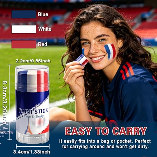 3-in-1 Face Paint Stick for Sports Fans - France Colors