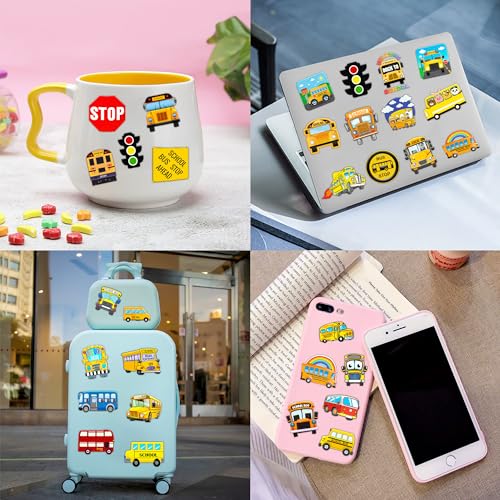 School Bus Temporary Tattoos Theme Birthday Party Decorations Favors Decor Supplies Cute 91 PCS Transportation Back To School Tattoo Stickers Gifts for Kids Girls Boys School Prizes Carnival Christmas
