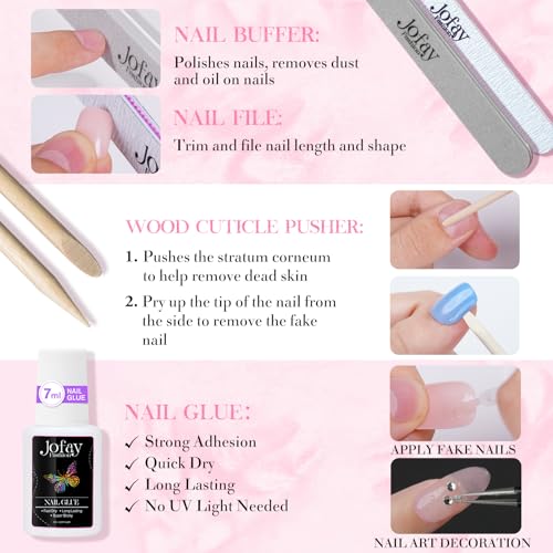 NEW Press on Nails Short 5 Styles, Jofay Fashion 120Pcs Salon-Like Fake Nails with Cat Eye | Glitter | Mermaid Chrome Nail Designs, Artificial Acrylic Nails Gel Glue on Nails Stick on Nails for Women