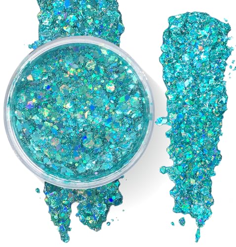 Mermaid Blue Holographic Body Glitter Gel – Water-Based, Vegan