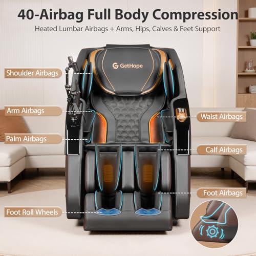 4D Zero Gravity Massage Chair 57.1" SL-Track Shiatsu Recliner