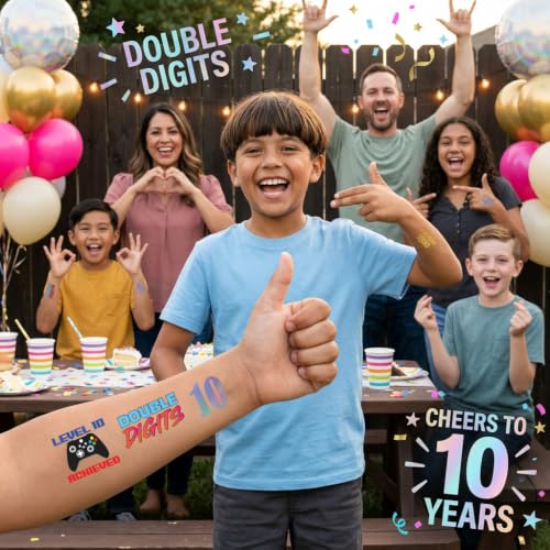 10th Birthday Temporary Tattoos - 4 Waterproof Sheets