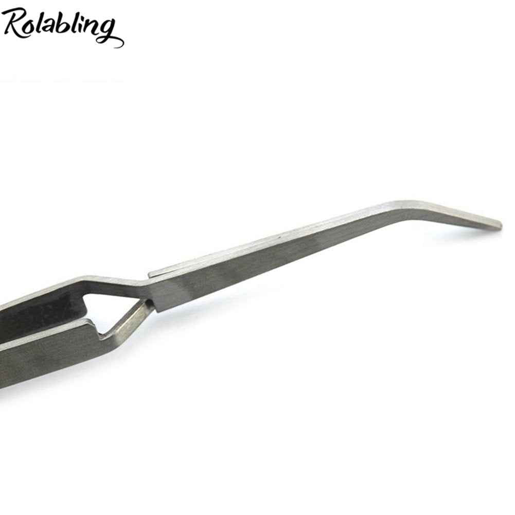 Rolabling Nail Art Tweezers Manicure Rhinestones Picking Tools Clip Stainless Steel Nail Art Tools (Size-1)