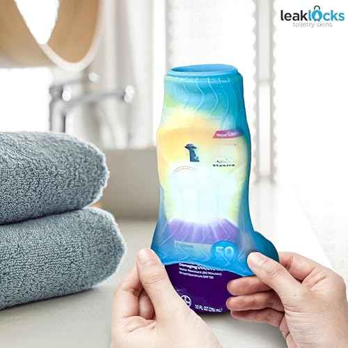 LeakLocks¢ç Toiletry Skins¢â Elastic Sleeve for Leak Proofing Travel Container in Luggage. For Standard and Travel Sized Toiletries. Reusable Accessory for Travel Bag Suitcase and Carry-on Luggage
